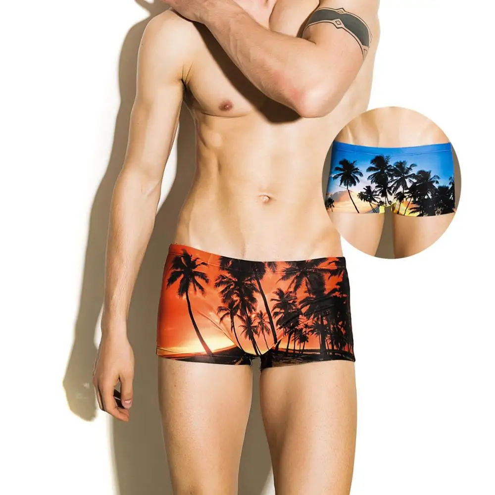 

Seobean Mens Slim Fit Quick Dry Short Swim Trunks Beachwear Summer Holiday Mens Hawaiian Swim Trunks Coconut Palm Tree Beach