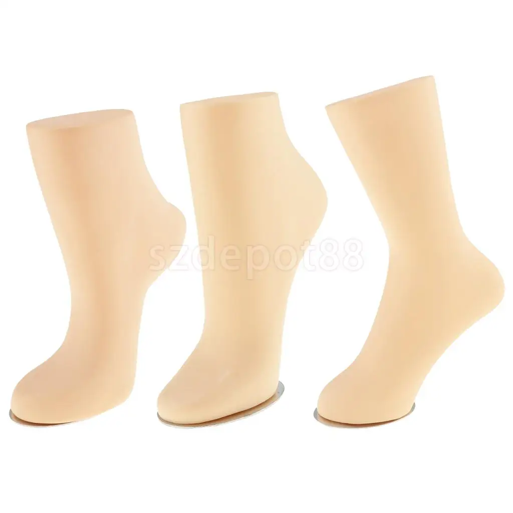Adult Unisex PVC Mannequin Foot Anklet Socks Display, S/M/L, Black White Natural