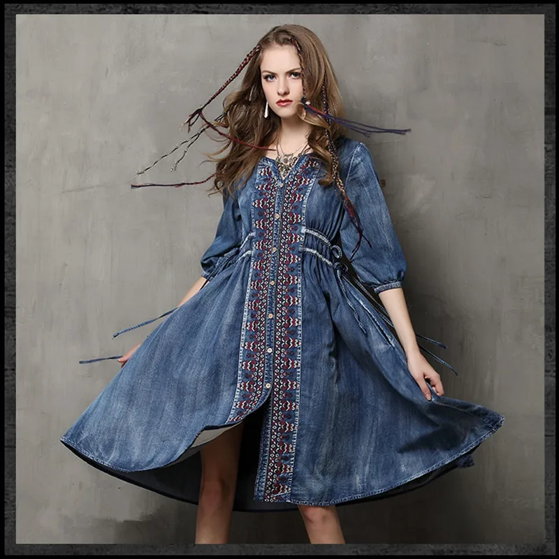 one-piece dress 2015 autumn national trend women's denim cotton embroidery medium-long one-piece dress
one-piece dress 2015 autumn national trend women's denim cotton embroidery medium-long one-piece dress