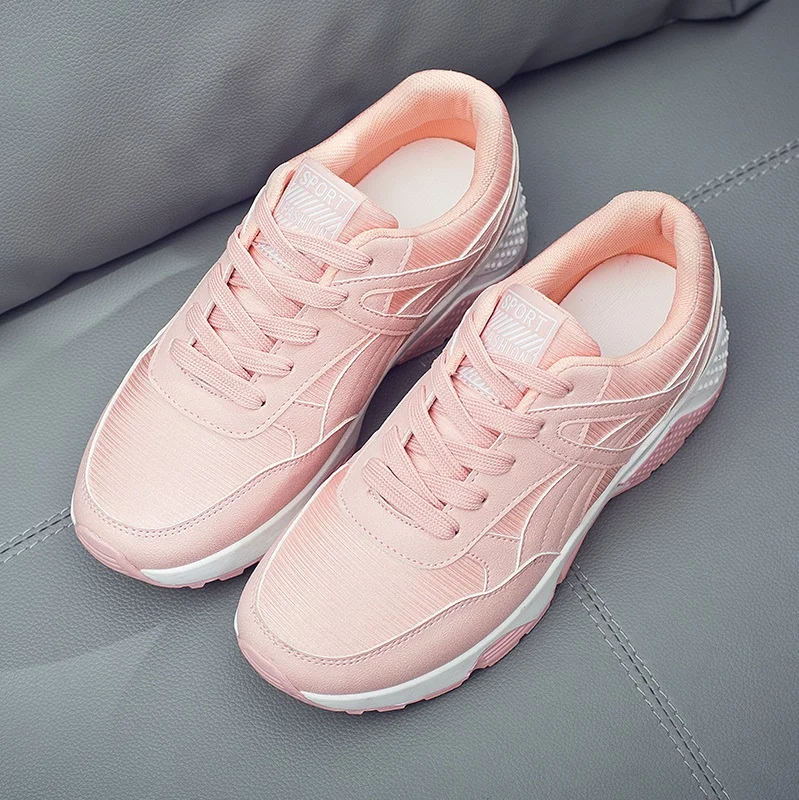 Фото Весенние новые дизайнерские розовые кроссовки на платформе Женская обувь | Женские кроссовки и кеды (32876421488)