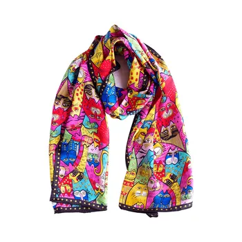Aishidis Women Long Pure Silk Neck Scarf Scarves Animal Painting Neckerchief Satin Bandana Colorful Cats
Aishidis Women Long Pure Silk Neck Scarf Scarves Animal Painting Neckerchief Satin Bandana Colorful Cats
