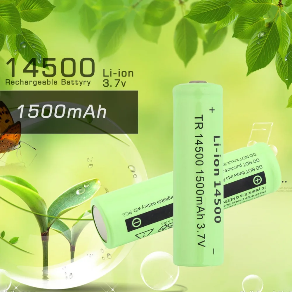1 pcs High Quality 3.7V 1500mAh TR 14500 Li-ion Rechargeable Battery for Flashlight Green Shell Torch Replacement Battery
1 pcs High Quality 3.7V 1500mAh TR 14500 Li-ion Rechargeable Battery for Flashlight Green Shell Torch Replacement Battery