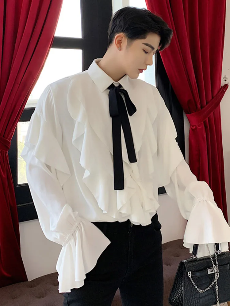 Men Retro Gothic Style Petal Long Sleeve Tie Bow Casual White Shirt Male Party Dress Shirts Streetwear Stage Show Clothing
Men Retro Gothic Style Petal Long Sleeve Tie Bow Casual White Shirt Male Party Dress Shirts Streetwear Stage Show Clothing