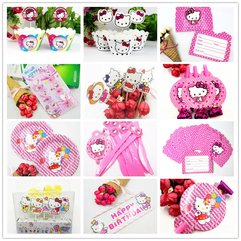 

Hello Kitty Baby Disney Pack event theme Kids Birthday Party Decoration Set Party Supplies Straw Knives Forks Spoons Napkins