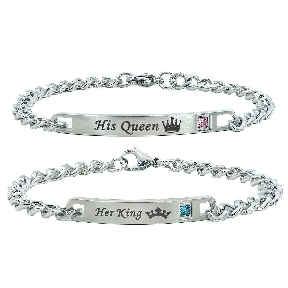 DALARAN 2019 Fashion Her King His Queen Couple Bracelet Silver Color Stainless Steel Crown Crystal Bangles for Women Men Jewelry
DALARAN 2019 Fashion Her King His Queen Couple Bracelet Silver Color Stainless Steel Crown Crystal Bangles for Women Men Jewelry