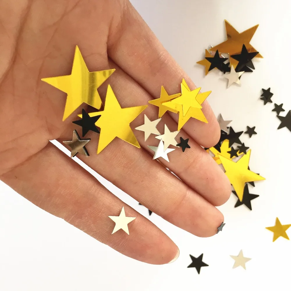 5mm 10mm 13mm Silver Stars Large Mixed Packet Table Confetti