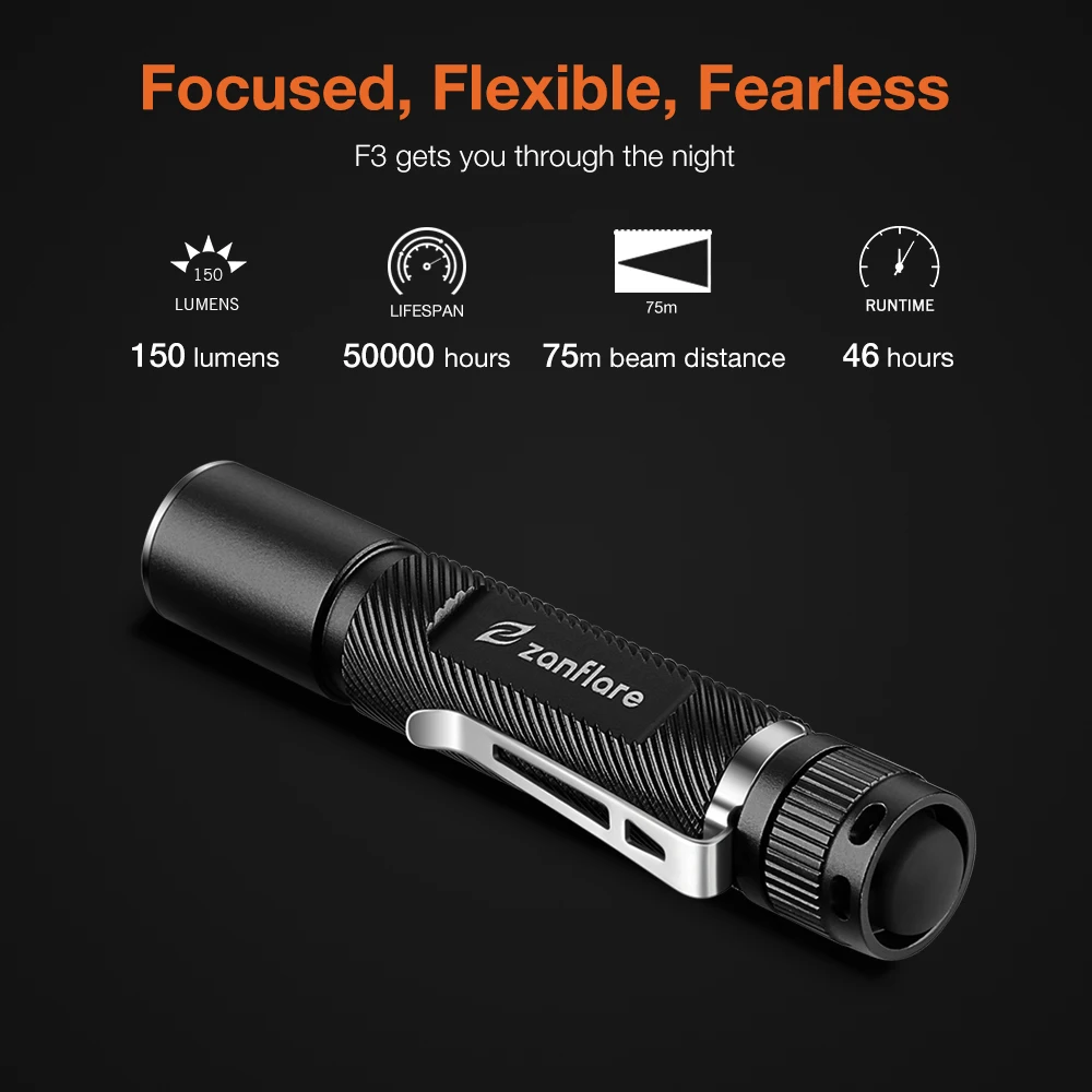 

Zanflare F3 Pen Light Portable Mini LED Flashlight Torch CREE XP-G2 Flashlight 150LM 3Mode Hunting Camping Lamp By AAA Battery