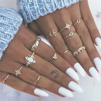 IF YOU Fashion Vintage Crystal Star Moon Gold Color Rings Set For Women Bohemian Round Arrow Female Knuckle Finger Ring Jewelry
IF YOU Fashion Vintage Crystal Star Moon Gold Color Rings Set For Women Bohemian Round Arrow Female Knuckle Finger Ring Jewelry