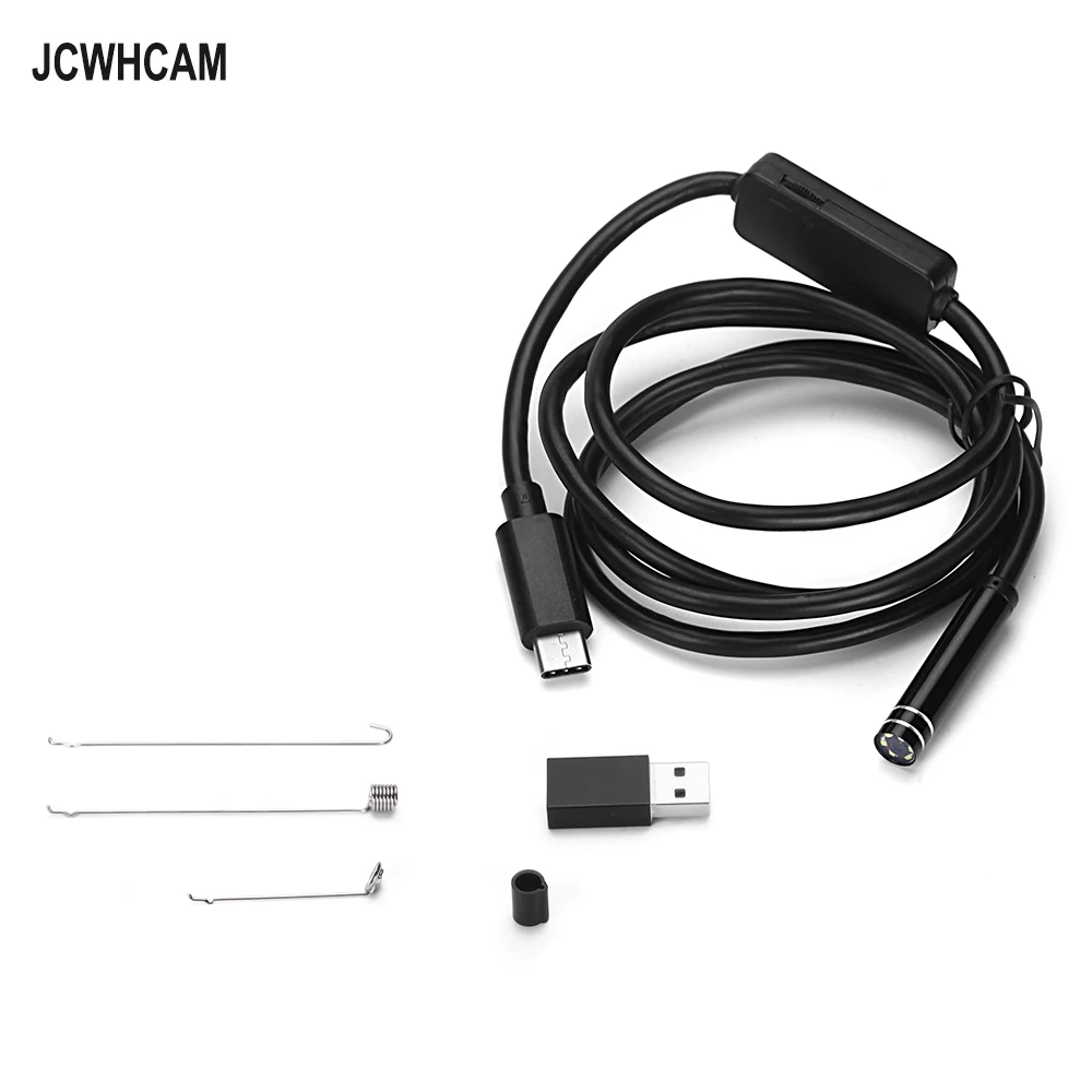 JCWHCAM Гибкая 5 мм 6 светодиодов USB Тип C эндоскоп Инспекционная камера 1 м 3 10 ПК Android