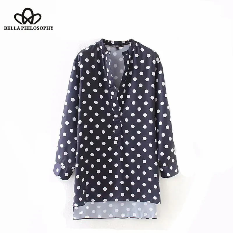 Bella Philosophy summer vintage long sleeve polka dots casual business blouses ladies office shirt chic femininas blusas |