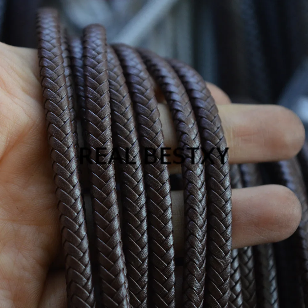 

REAL BESTXY 5m/lot 5.6*4mm brown Super Fiber Braided Leather Rope String Cord For Bracelets DIY Jewelry Making Craft Accessories