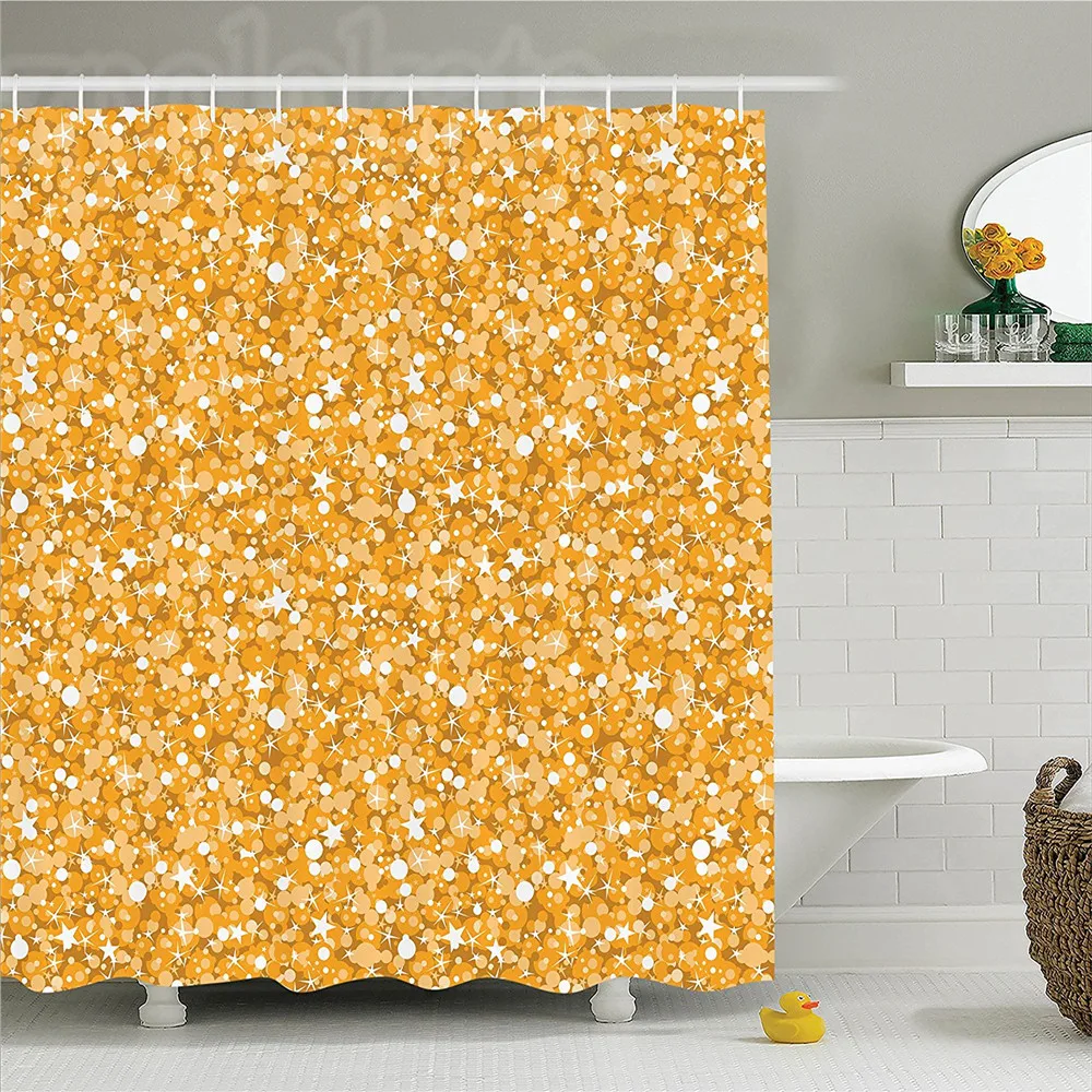 Yellow Decor Shower Curtain Set Golden Texture with Dots and Stars Christmas Illuminated Decorative Bathroom Accessories Peach
Yellow Decor Shower Curtain Set Golden Texture with Dots and Stars Christmas Illuminated Decorative Bathroom Accessories Peach