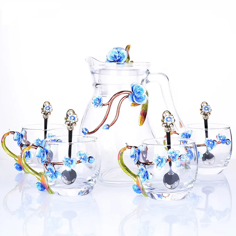Colored enamel glass kettle European style coffee cup pot sets household flower tea juice cup kettle gift box
Colored enamel glass kettle European style coffee cup pot sets household flower tea juice cup kettle gift box