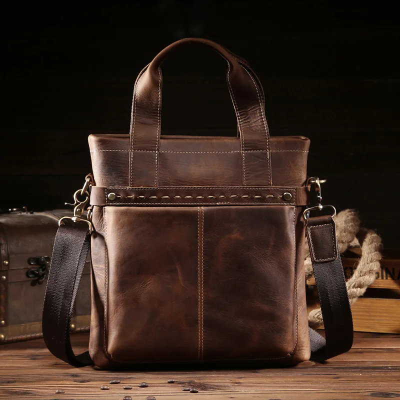 Luxury Natural Crazy Horse Leather Men Handbag Vintage Fashion Vertical Genuine Leather Shoulder Bag
Luxury Natural Crazy Horse Leather Men Handbag Vintage Fashion Vertical Genuine Leather Shoulder Bag