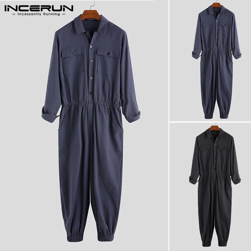 INCERUN 2019 Men Jumpsuit Rompers Solid Pockets Hip-hop Punk Style Long Sleeve Lapel Pants Streetwear Men Cargo Overalls S-5XL
INCERUN 2019 Men Jumpsuit Rompers Solid Pockets Hip-hop Punk Style Long Sleeve Lapel Pants Streetwear Men Cargo Overalls S-5XL