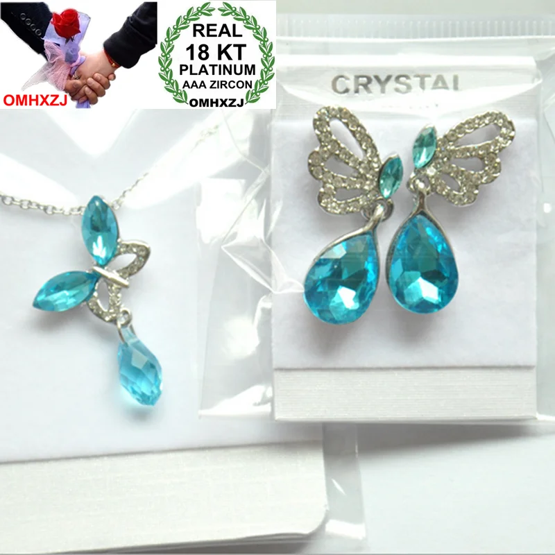 OMHXZJ AAA Zircon Crystal Silver 18KT Platinum Woman Charm Fashion Bride Butterfly In Water Necklace Earrings Jewelry Sets ST22
OMHXZJ AAA Zircon Crystal Silver 18KT Platinum Woman Charm Fashion Bride Butterfly In Water Necklace Earrings Jewelry Sets ST22
