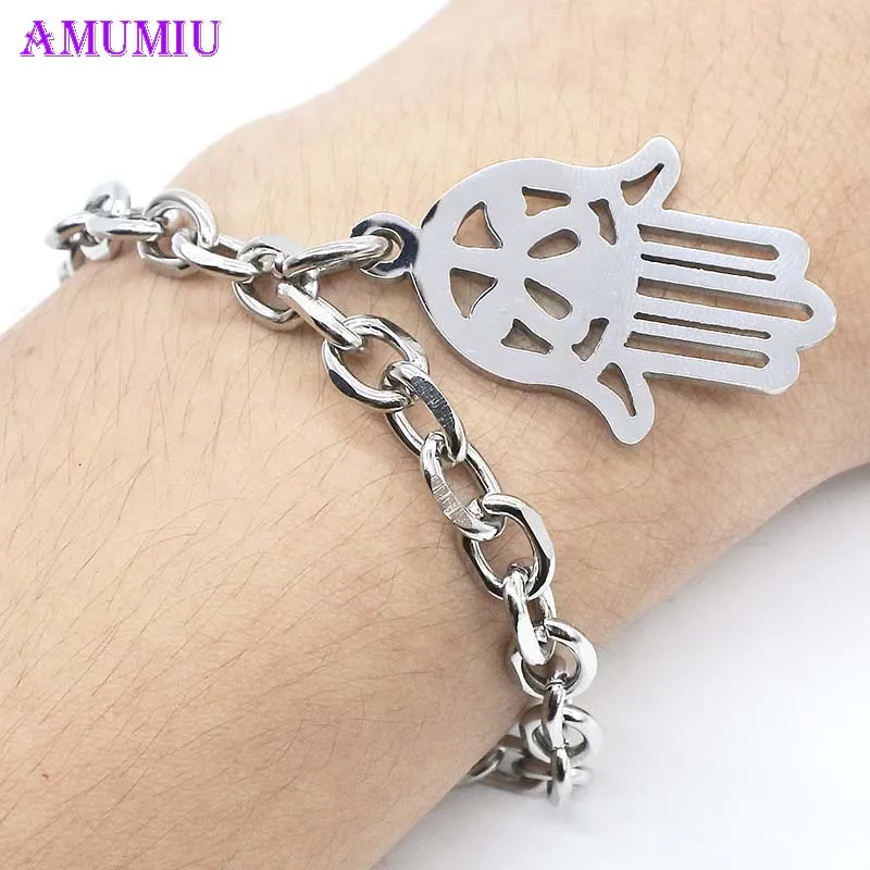 AMUMIU Bracelets for Women Men Personality Bergamot silver chain Bracelet Of Fatima Mittens Jewelry For Women accessories B009
AMUMIU Bracelets for Women Men Personality Bergamot silver chain Bracelet Of Fatima Mittens Jewelry For Women accessories B009