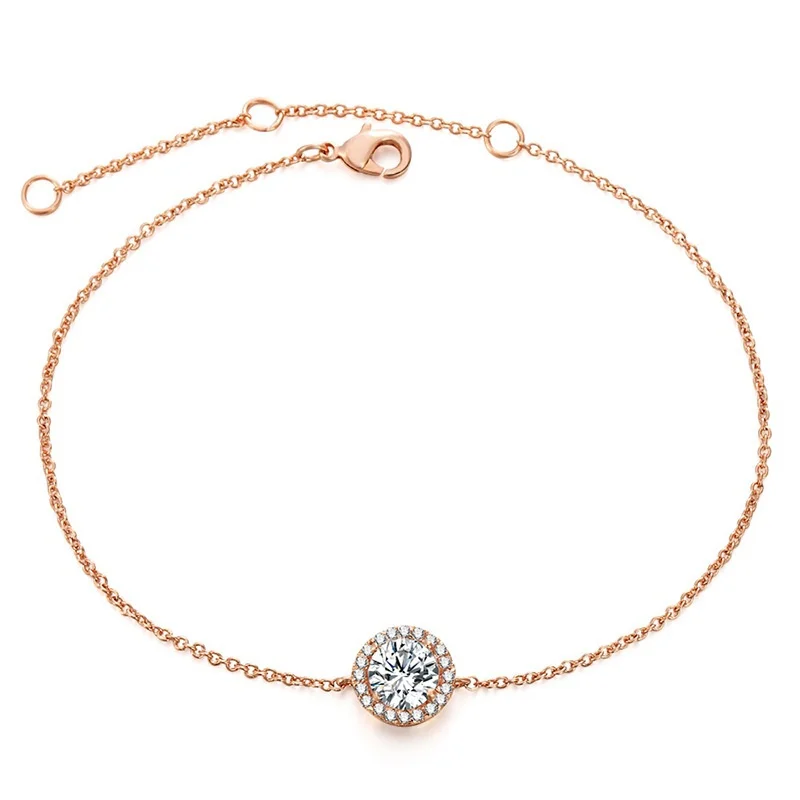 Solitaire Cubic Zircon Bracelet 18KC Rose Gold Filled Chain Bracelet Bridal Bridesmaid Weddings Jewelry Gifts for Her
Solitaire Cubic Zircon Bracelet 18KC Rose Gold Filled Chain Bracelet Bridal Bridesmaid Weddings Jewelry Gifts for Her