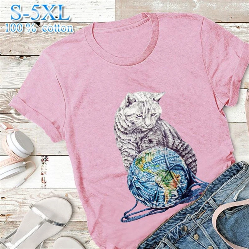 Summer Women Playing Cat Print T Shirts Harajuku Kawaii Top Hipster Tees Female Tshirt Clothes Short Sleeve cotton Tops New 2019
Summer Women Playing Cat Print T Shirts Harajuku Kawaii Top Hipster Tees Female Tshirt Clothes Short Sleeve cotton Tops New 2019