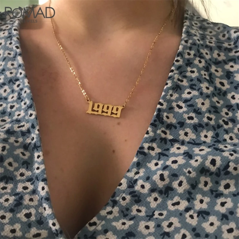 ROMAD Stainless Steel Custom Necklace for Women/Men Birth Date Special Year Necklace Gold Color Personalized Necklace Gift R50
ROMAD Stainless Steel Custom Necklace for Women/Men Birth Date Special Year Necklace Gold Color Personalized Necklace Gift R50