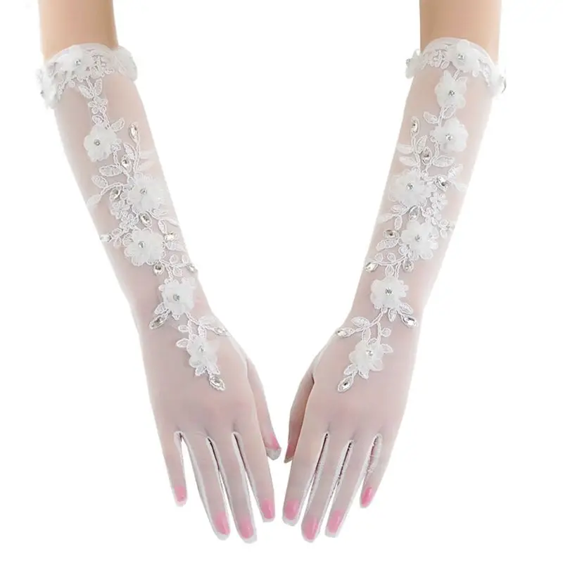 Elegant Lady Long Gloves Bridal Net Mesh Lace Flower Gloves Full Finger Wedding Dress Accessories
Elegant Lady Long Gloves Bridal Net Mesh Lace Flower Gloves Full Finger Wedding Dress Accessories