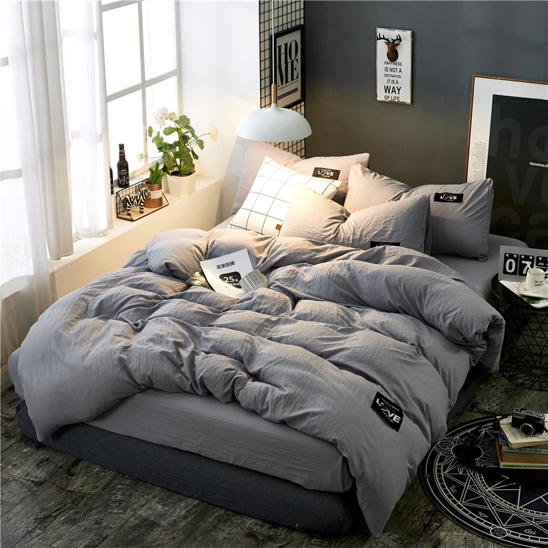 Mian Wei Thickening Washed Cotton Layout Design Bedding Sets Duvet Cover 4pcs Bed sheets Twin Queen Sizes Solid Color Gray
Mian Wei Thickening Washed Cotton Layout Design Bedding Sets Duvet Cover 4pcs Bed sheets Twin Queen Sizes Solid Color Gray