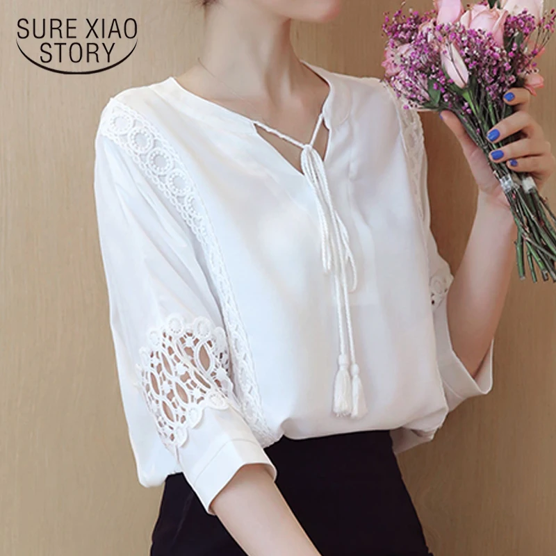 summer chiffon and lace women blouse shirt fashion loose short sleeve ladies clothing blouses solid white women tops 0672 40
summer chiffon and lace women blouse shirt fashion loose short sleeve ladies clothing blouses solid white women tops 0672 40