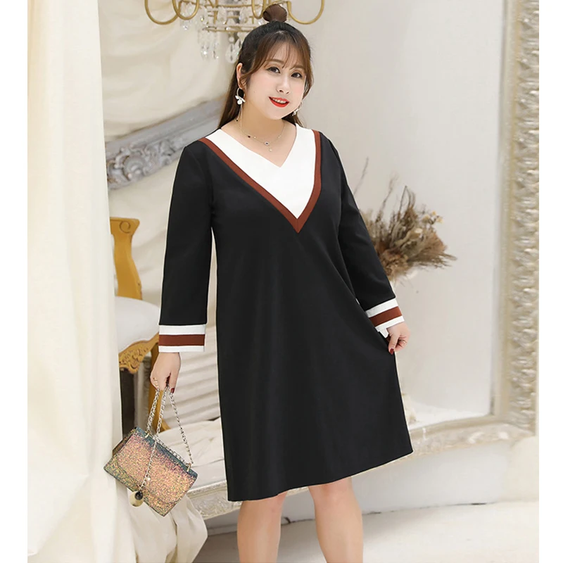 CXQ046 Womens clothes 2019 Sweet korean plus size New Striped Patchwork sexy dress V-neck long Sleeve party dress XL-4XL 
CXQ046 Womens clothes 2019 Sweet korean plus size New Striped Patchwork sexy dress V-neck long Sleeve party dress XL-4XL