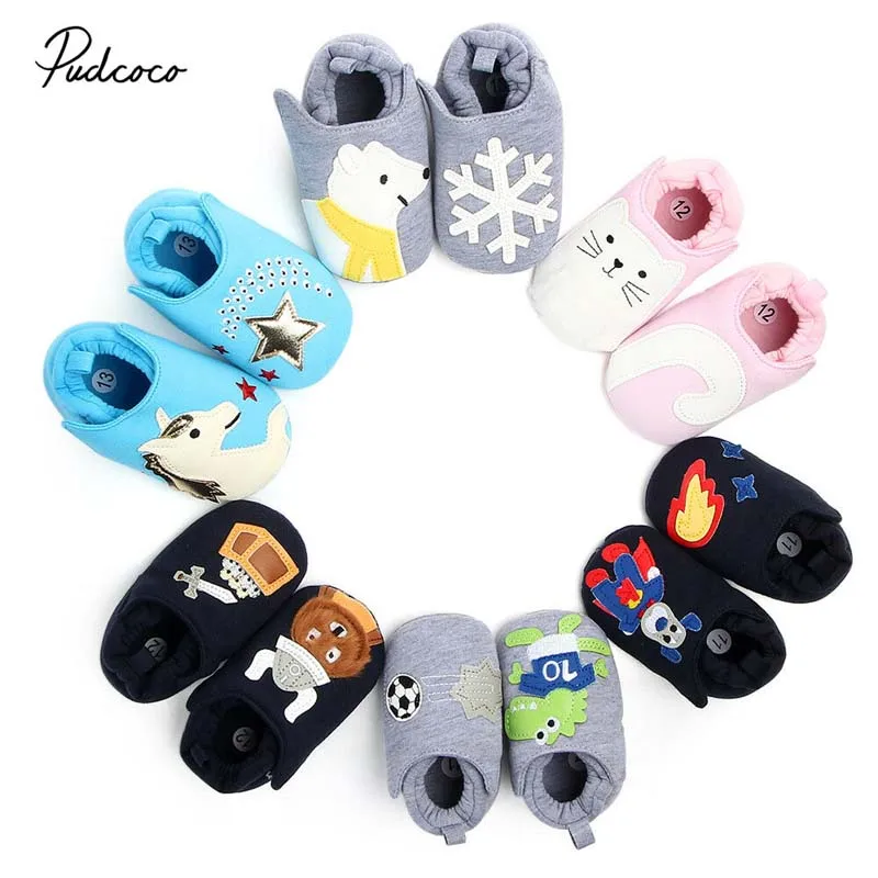 2019 Brand Cartoon Newborn Kids Baby Girls Boys Boots Warm Soft Cotton Fretwork Animal Anti-Slip Socks Slipper Shoes | Мать и ребенок