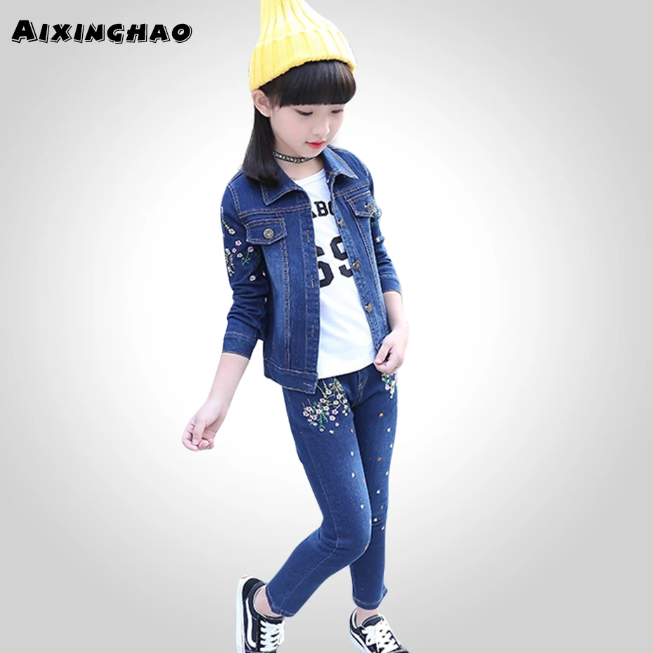 Girls Clothes Set Floral Embroidery Jackets + Pants 2PCS Costumes For Girls Autumn Winter Kids Clothes 6 8 10 12 13 14 Year
Girls Clothes Set Floral Embroidery Jackets + Pants 2PCS Costumes For Girls Autumn Winter Kids Clothes 6 8 10 12 13 14 Year