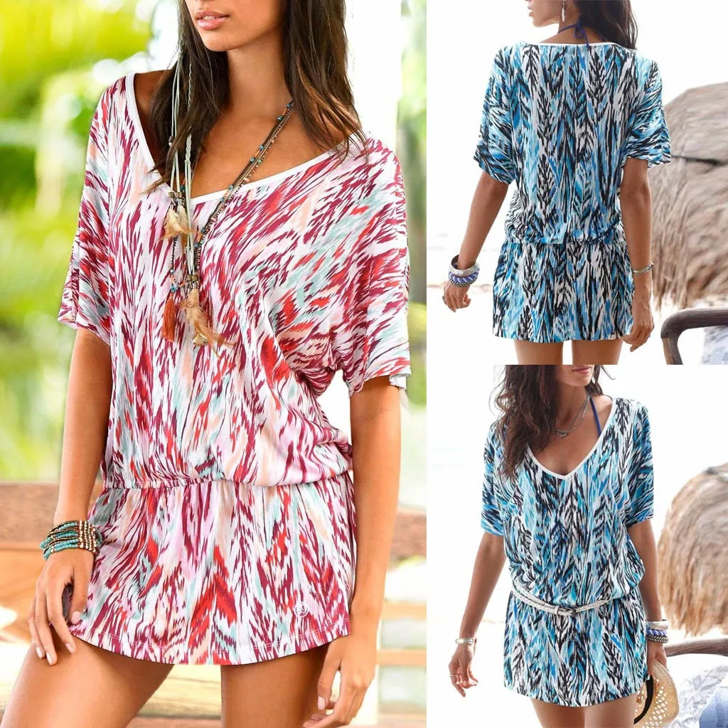 Women Dresses Summer 2019 Fashion Womens Casual Loose Short Sleeve Printed V-Neck Beach Style Mini Dress Vestidos Free Shipping
Women Dresses Summer 2019 Fashion Womens Casual Loose Short Sleeve Printed V-Neck Beach Style Mini Dress Vestidos Free Shipping