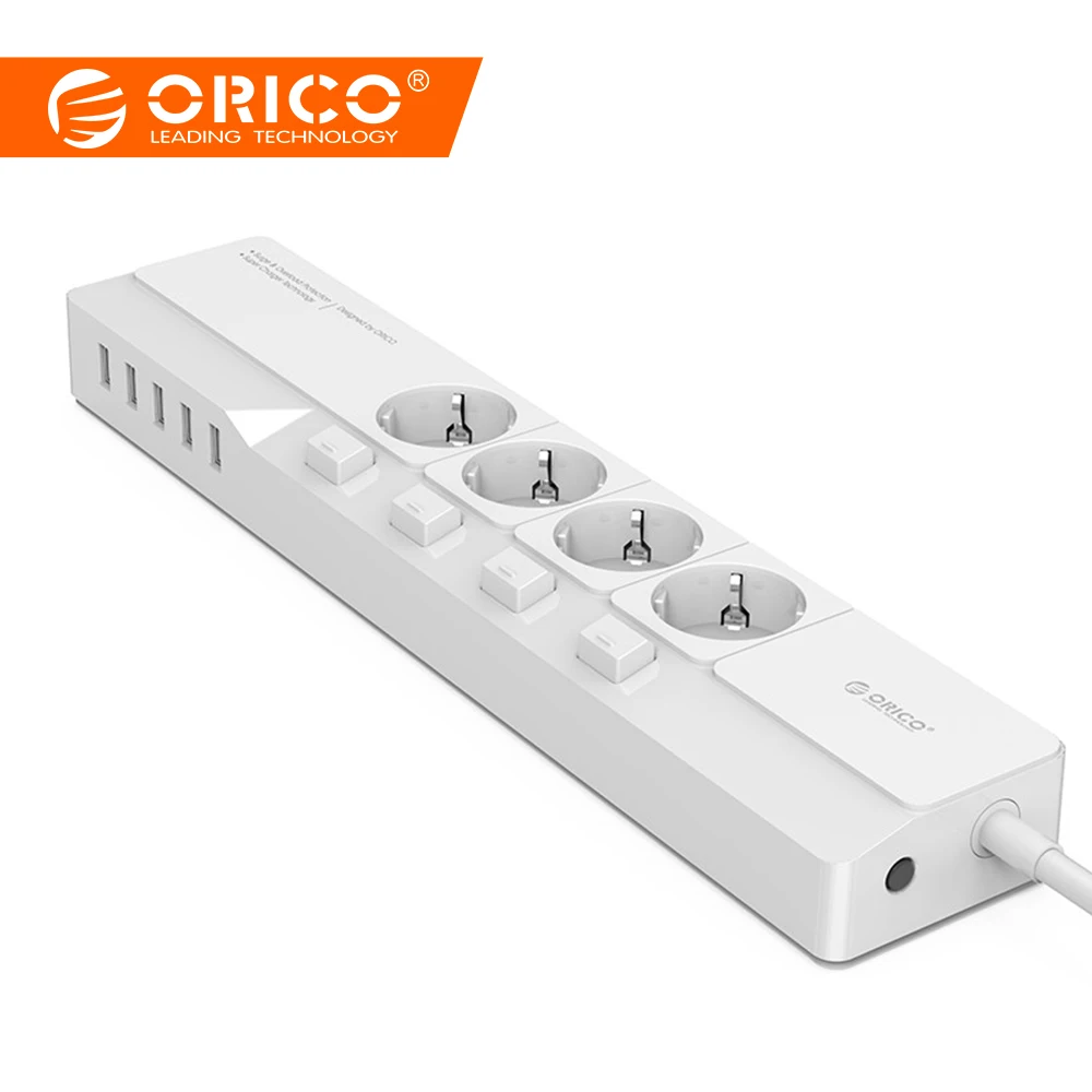 ORICO 4 AC Outlet 5 USB Port Surge Protector Smart Power Strip USB Charging Ports 5V 2.4A Max EU Plug 2500W For Home Office
ORICO 4 AC Outlet 5 USB Port Surge Protector Smart Power Strip USB Charging Ports 5V 2.4A Max EU Plug 2500W For Home Office