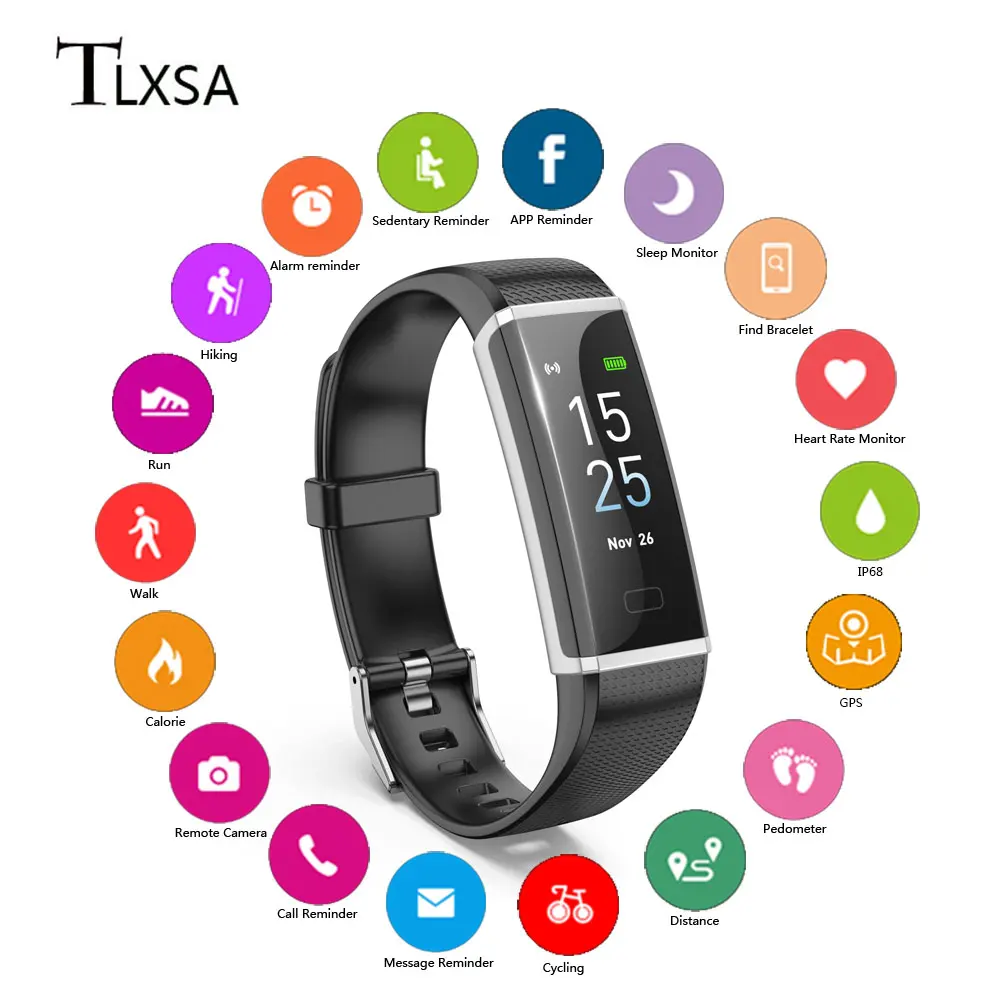 Smart Wristband Fitness Bracelet Touch Screen OLED Message Heart Rate Sleep Monitor watch Smart band APP supports 10 languages
Smart Wristband Fitness Bracelet Touch Screen OLED Message Heart Rate Sleep Monitor watch Smart band APP supports 10 languages