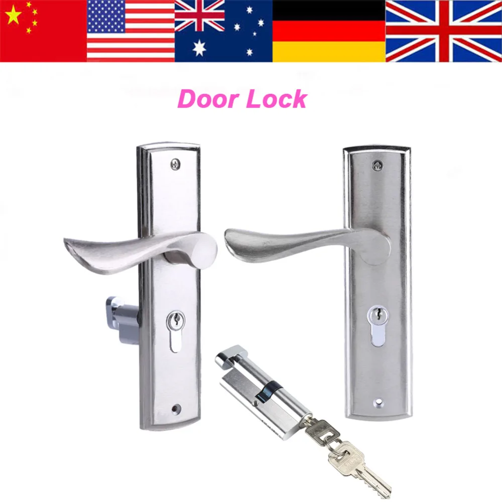 

Durable Door Handle Lock Cylinder Front Back Lever Latch Lock Home Security with Keys cerradura electronica cerradura puerta