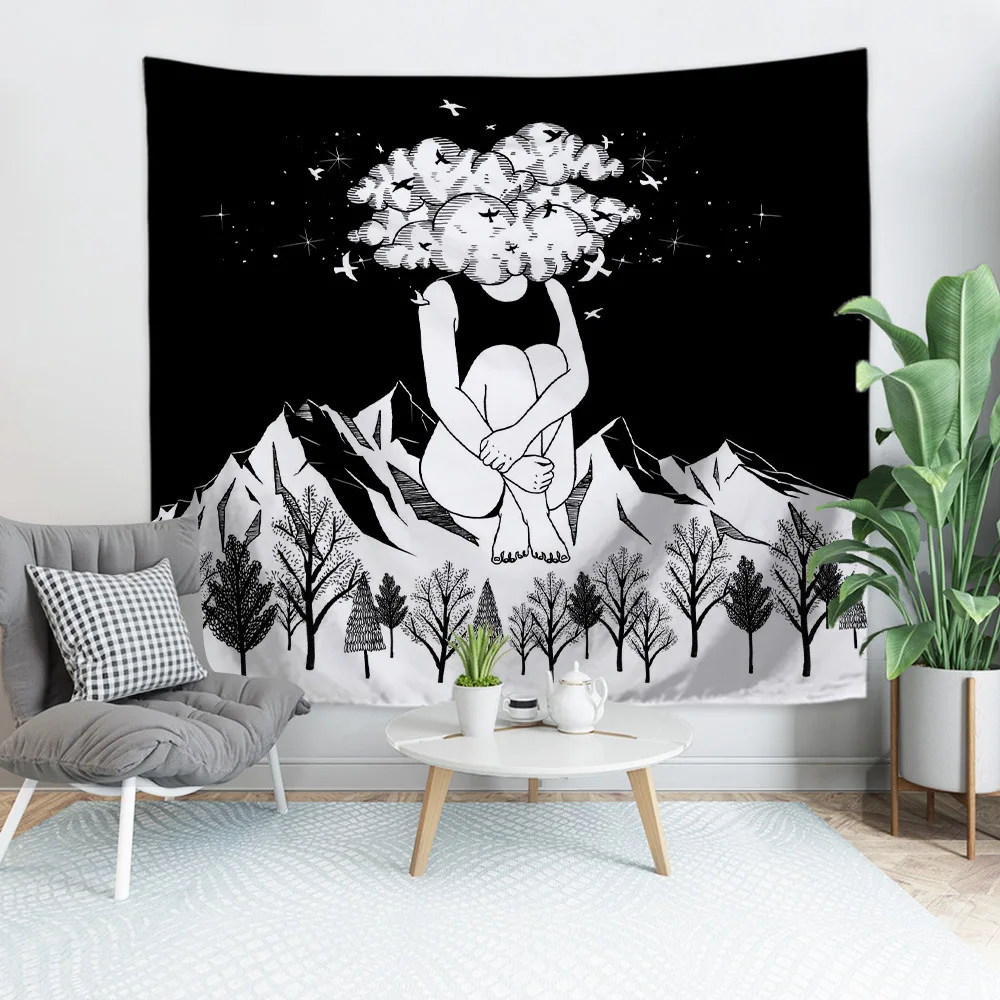 Cilected Black And White Mandala Tapestry Wall Hanging Abstract Character Print Wall Tapestry Living Room Bedroom Decoration
Cilected Black And White Mandala Tapestry Wall Hanging Abstract Character Print Wall Tapestry Living Room Bedroom Decoration