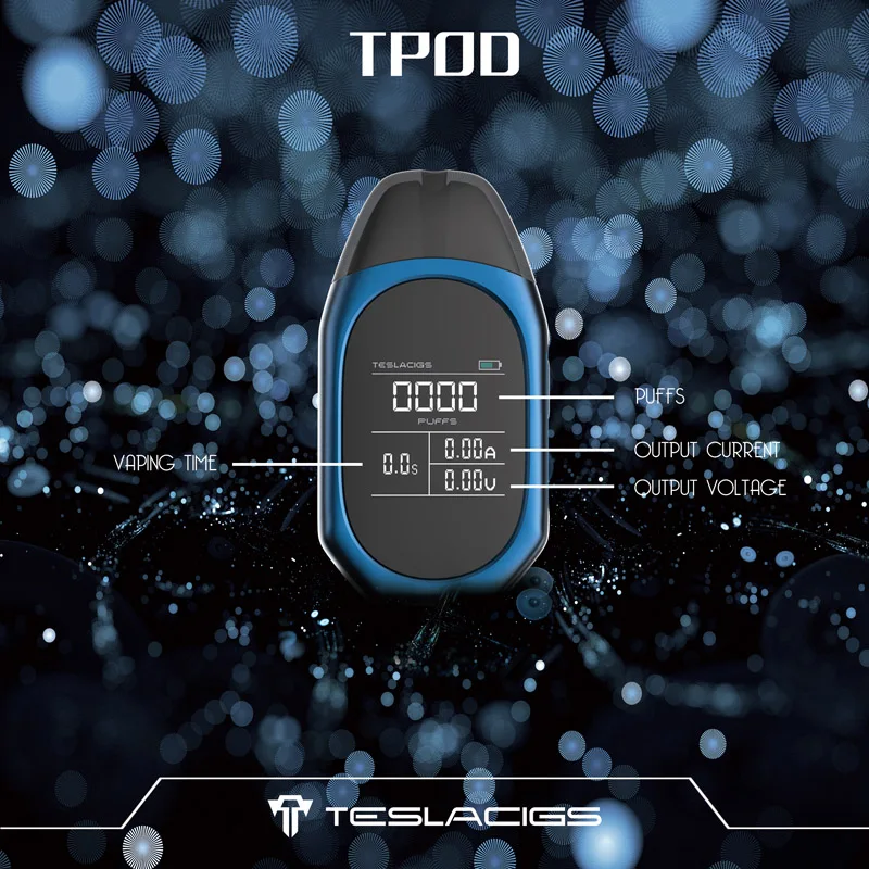 Original Tesla TPOD Kit E Cigarette 2ml Capacity POD and 500mah Battery Teslacigs T Pod Vape Pen Kit