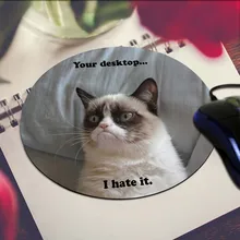 Grumpy Cat Tard Animals Cats Art Print Mouse Pad Anti-Slip Round Mousepad Gift Gaming Speed Mice Mats