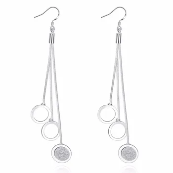 Best selling sterling silver long earrings round pendant frosted earrings 925 silver ear hook jewelry women's jewelry
Best selling sterling silver long earrings round pendant frosted earrings 925 silver ear hook jewelry women's jewelry