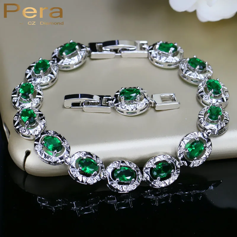 Pera High Quality Full Big Round Connected Created Green Stone Women Link Chain Bracelet Jewelry With White Gold Color B094
Pera High Quality Full Big Round Connected Created Green Stone Women Link Chain Bracelet Jewelry With White Gold Color B094