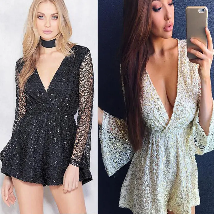 Hollow Out European Full Lace Female Jumpsuit Deep V-neck Fashion Sequins Women Jumpers & Rompers
Hollow Out European Full Lace Female Jumpsuit Deep V-neck Fashion Sequins Women Jumpers & Rompers