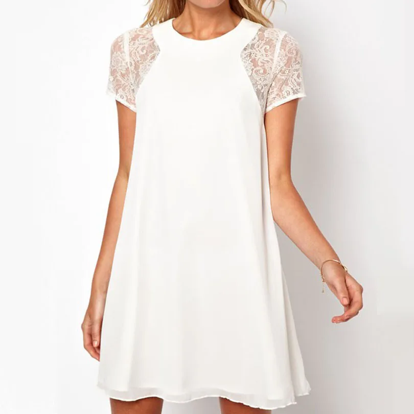 Spring Summer Dress Women Short Sleeve White Black Sexy Sweet Lace Sleeve Chiffon Dress Work Party Slim Mini Dress Plus Size XXL
Spring Summer Dress Women Short Sleeve White Black Sexy Sweet Lace Sleeve Chiffon Dress Work Party Slim Mini Dress Plus Size XXL