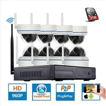 

CCTV 8CH P2P 1080P WIFI H.265 NVR 30 IR Outdoor Vandal-Proof Dome Video Wireless IP Camera Surveillance Security System 2TB HDD