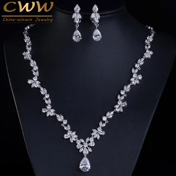 CWWZircons 2020 New Wedding Costume Accessories Cubic Zircon Crystal Bridal Earrings and Necklace Jewelry Sets for Brides T123
CWWZircons 2020 New Wedding Costume Accessories Cubic Zircon Crystal Bridal Earrings and Necklace Jewelry Sets for Brides T123