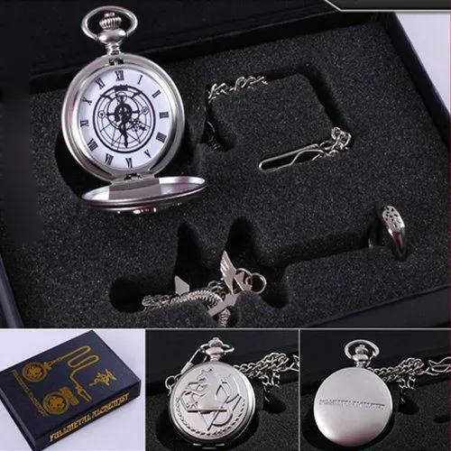 Fullmetal Alchemist Pocket Watch Necklace Ring Pendant 3pcs Set New in Gift Box Collection
Fullmetal Alchemist Pocket Watch Necklace Ring Pendant 3pcs Set New in Gift Box Collection