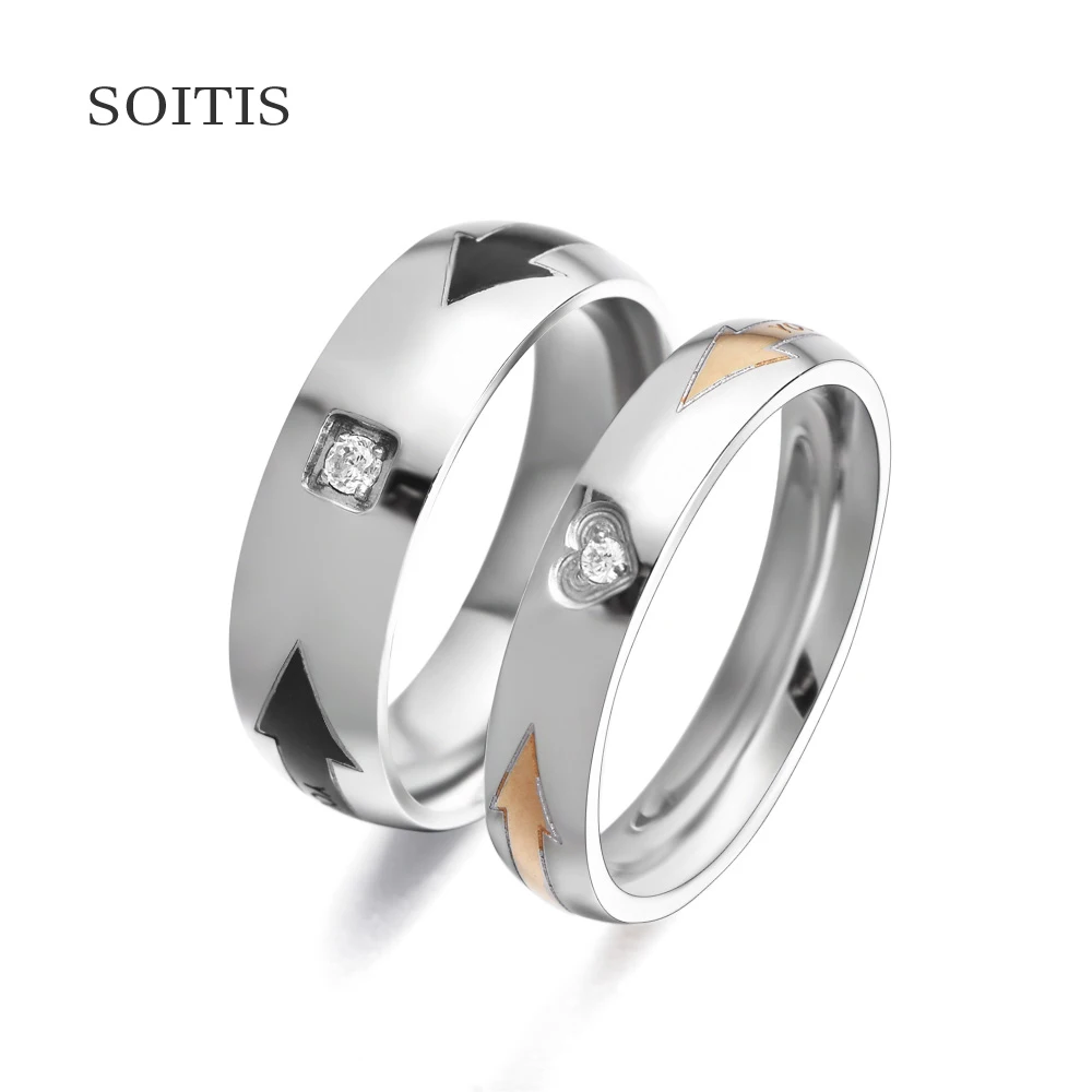 SOITIS 316L Stainless Steel Couple Ring Black Rose Gold Color Arrow Design Micro Paved Zircon Classic Wedding Bands Ring Jewelry
SOITIS 316L Stainless Steel Couple Ring Black Rose Gold Color Arrow Design Micro Paved Zircon Classic Wedding Bands Ring Jewelry