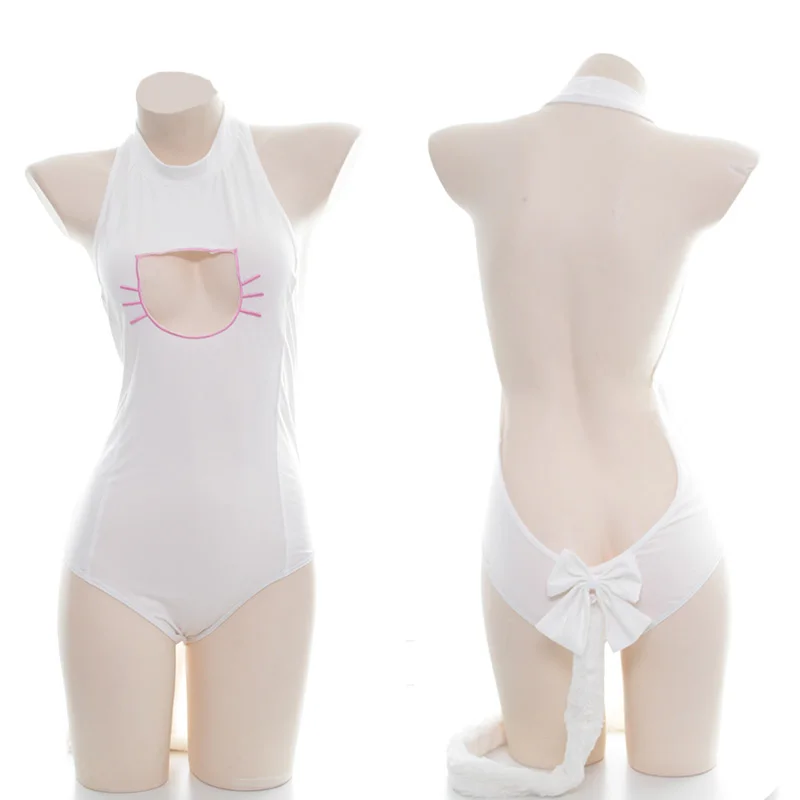 Sexy Women's Cat Girl Backless Detachable Tail One-pieces Sukumizu Japanese Lolita Open Chest Jumpsuits Pajamas Set Swimwear
Sexy Women's Cat Girl Backless Detachable Tail One-pieces Sukumizu Japanese Lolita Open Chest Jumpsuits Pajamas Set Swimwear