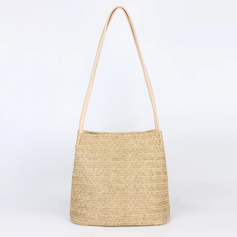 2021 Straw Tote Bag with Stripe Pattern for Summer