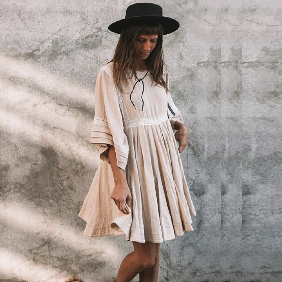 TEELYNN cotton & linen tunic mini dresses boho solid dress o-neck loose short summer dresses beach Gypsy dress women vestidos
TEELYNN cotton & linen tunic mini dresses boho solid dress o-neck loose short summer dresses beach Gypsy dress women vestidos