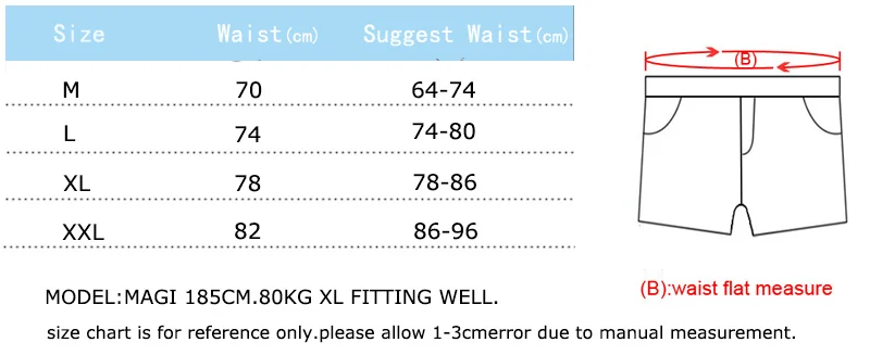 Mens Swim Trunks Size Chart