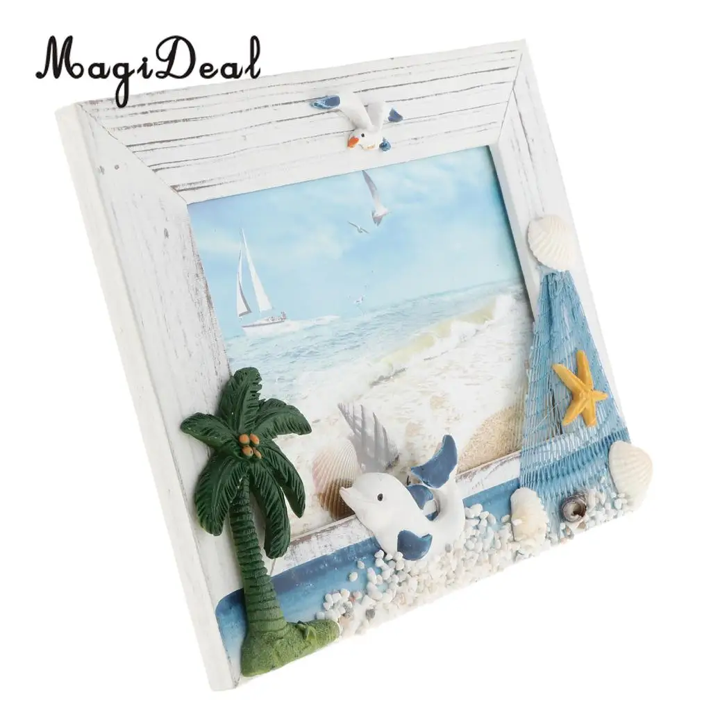 Chic Wooden Photo Picture Frame Family Wedding Photo Holder for Home Wedding Beach Hut Cottage Decoration